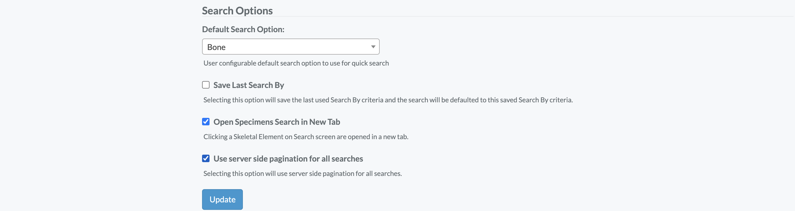 Search Option View
